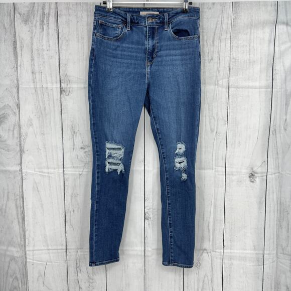 Levi's Denim - Levi's 721 High Rise Skinny Ankle Jeans womens sz 28 dark wash distressed
